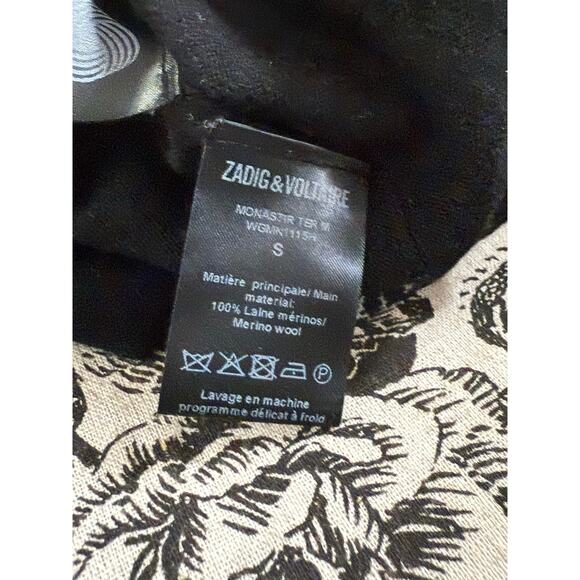 Zadig & Voltaire Sweater Women's Small 100% Merino Wool Skull Graphic Black - Picture 5 of 7